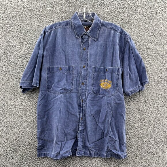 Harley Davidson Button Up Shirt Mens Medium Short Sleeve Sentinels Of Safety Nos - Picture 1 of 10
